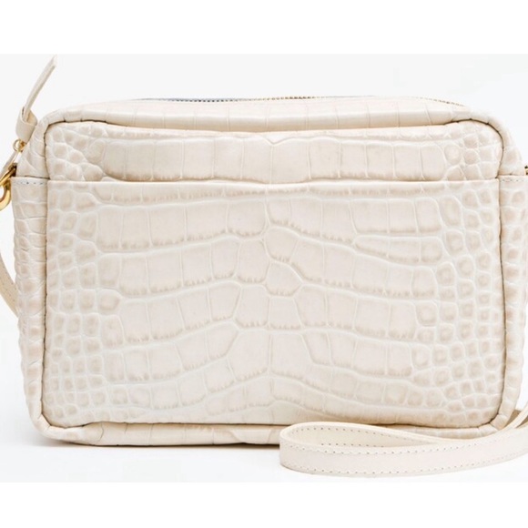 Clare V Handbags - Clare V cream croc Marisol with pocket